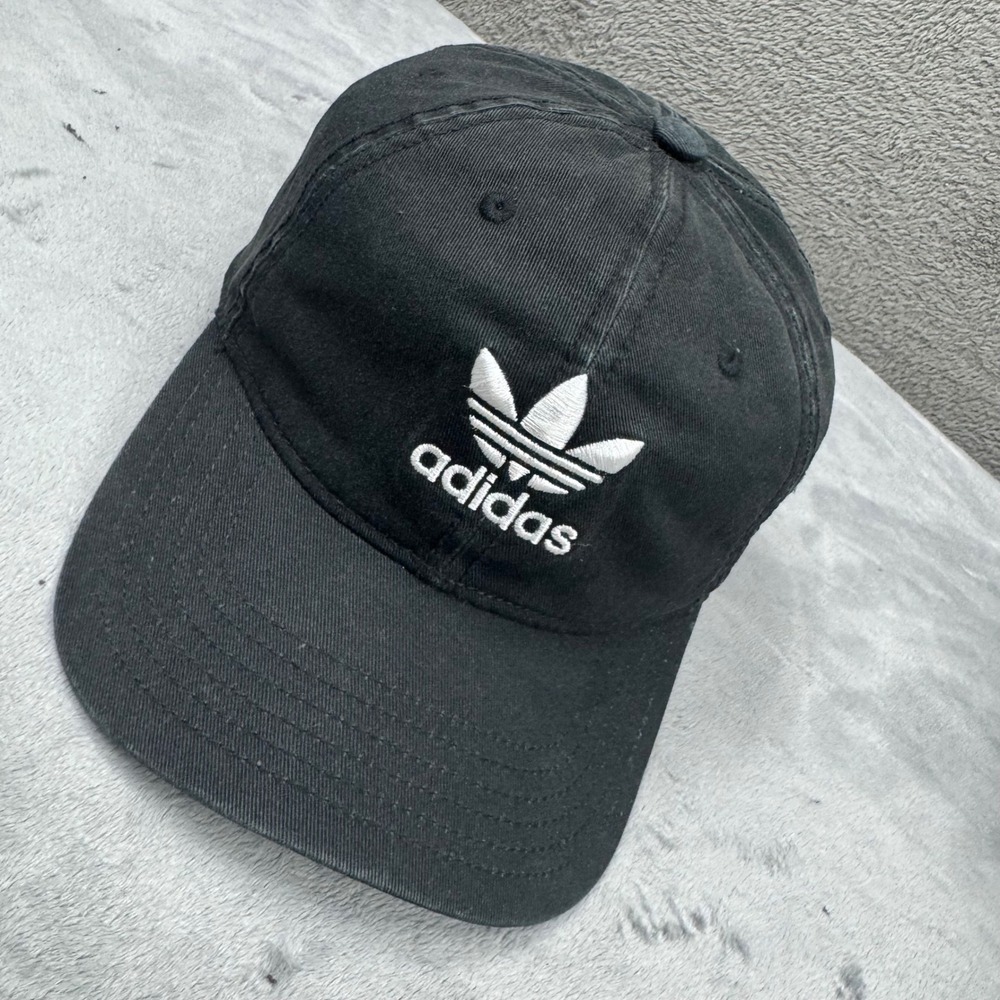 Black Adidas Trefoil Logo Baseball Cap Men's Adjustable Cotton Dad Hat